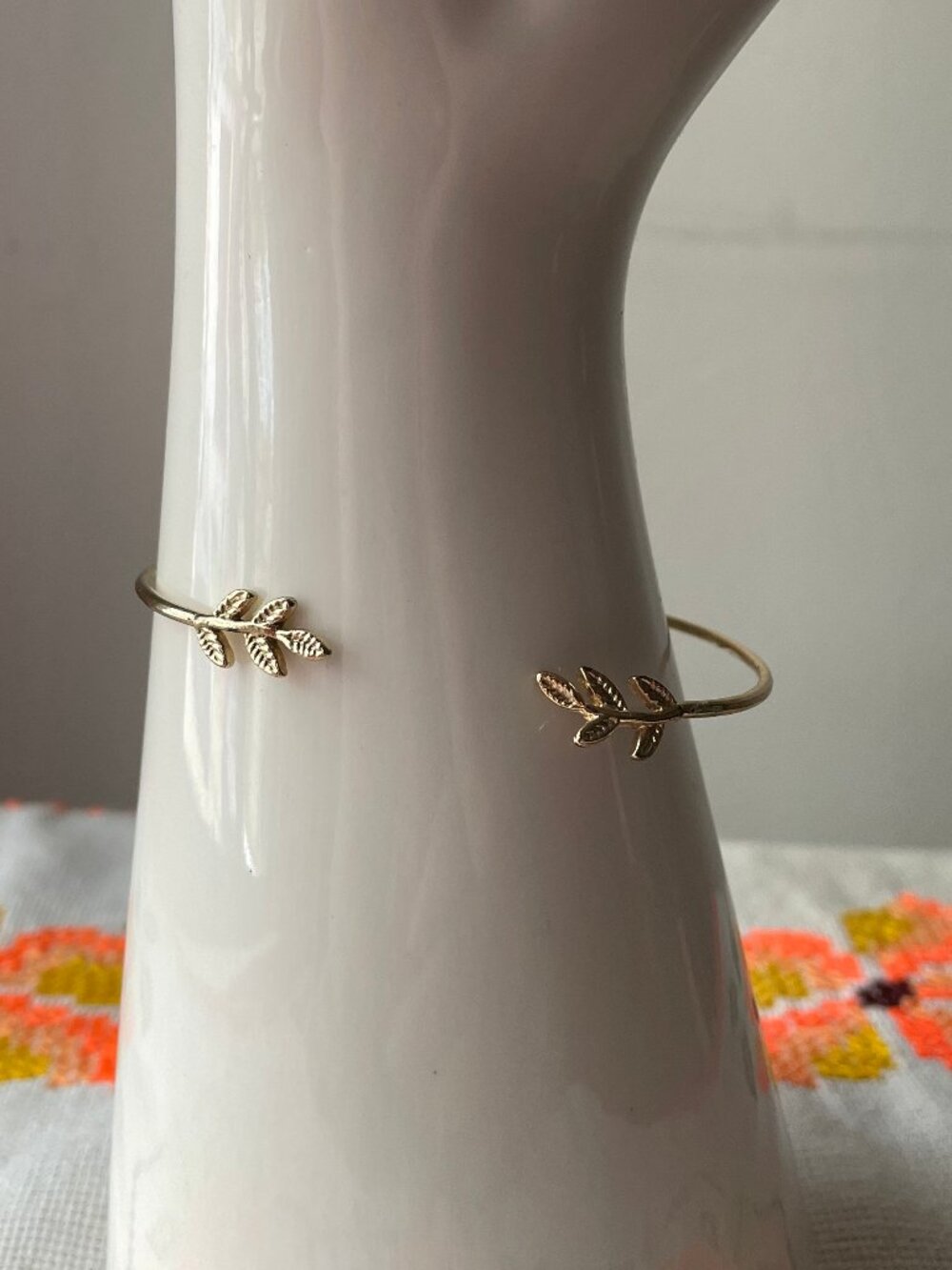 Delicate Gold Leaf Cuff Bracelet